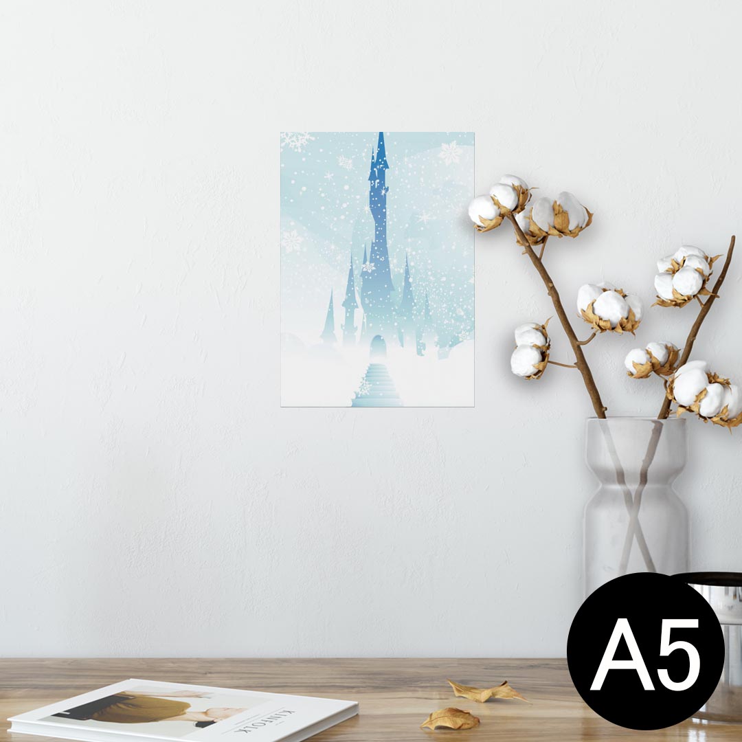 ポスター ウォールステッカー シール式ステッカー 飾り 148×210mm A5 写真 フォト 壁 インテリア おしゃれ 剥がせる wall sticker poster 011289 お城　雪　結晶