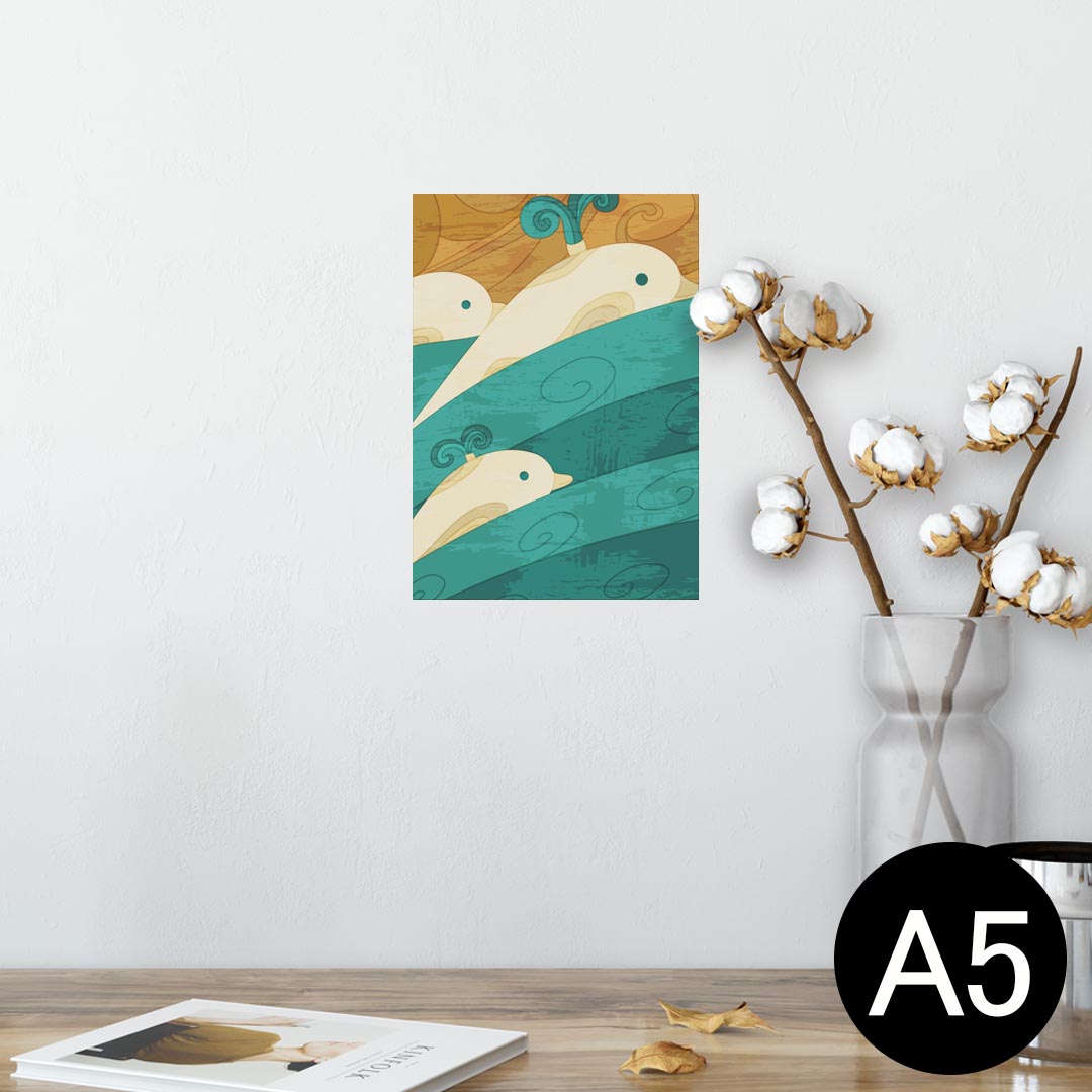 ポスター ウォールステッカー シール式ステッカー 飾り 148×210mm A5 写真 フォト 壁 インテリア おしゃれ 剥がせる wall sticker poster 012356 クジラ　海　波