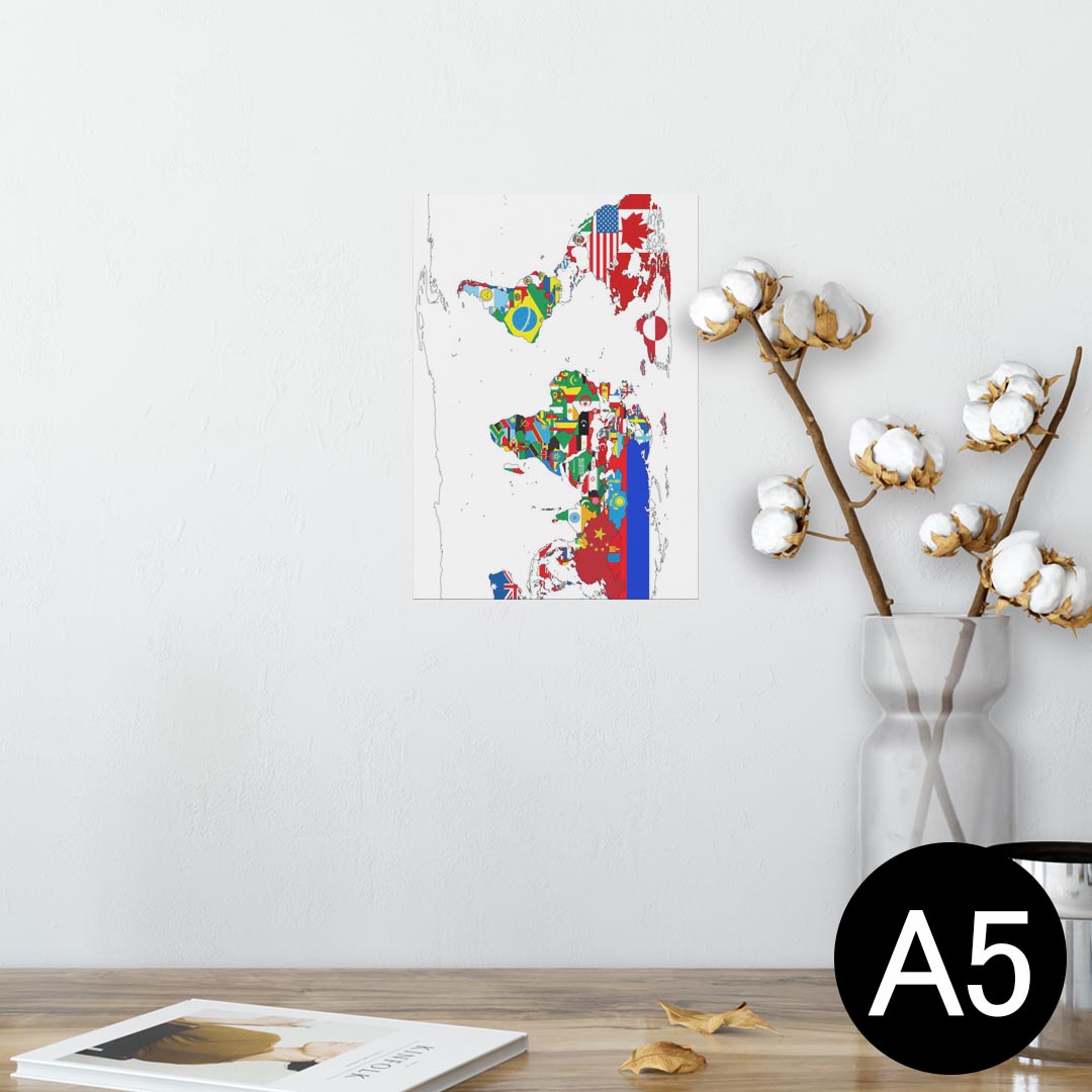 ポスター ウォールステッカー シール式ステッカー 飾り 148×210mm A5 写真 フォト 壁 インテリア おしゃれ 剥がせる wall sticker poster 013184 地図　世界地図
