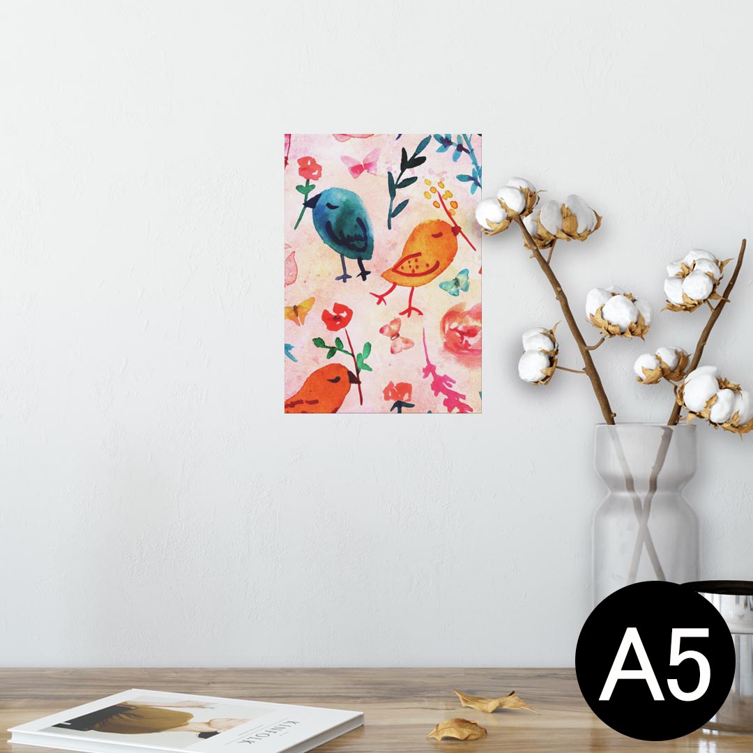 ポスター ウォールステッカー シール式ステッカー 飾り 148×210mm A5 写真 フォト 壁 インテリア おしゃれ 剥がせる wall sticker poster 014411 花　　鳥