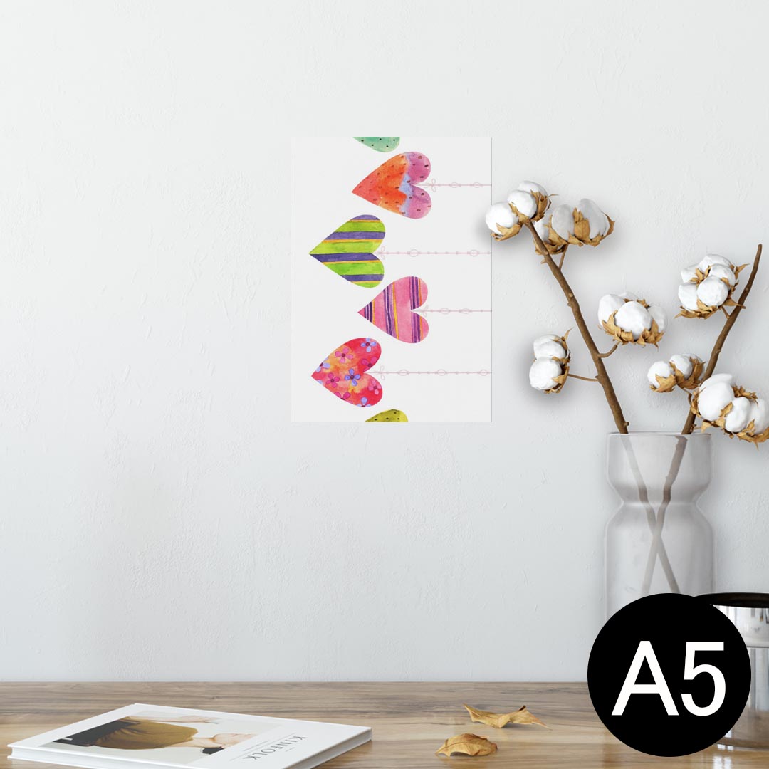 ポスター ウォールステッカー シール式ステッカー 飾り 148×210mm A5 写真 フォト 壁 インテリア おしゃれ 剥がせる wall sticker poster 014781 ハート ガーランド カラフル