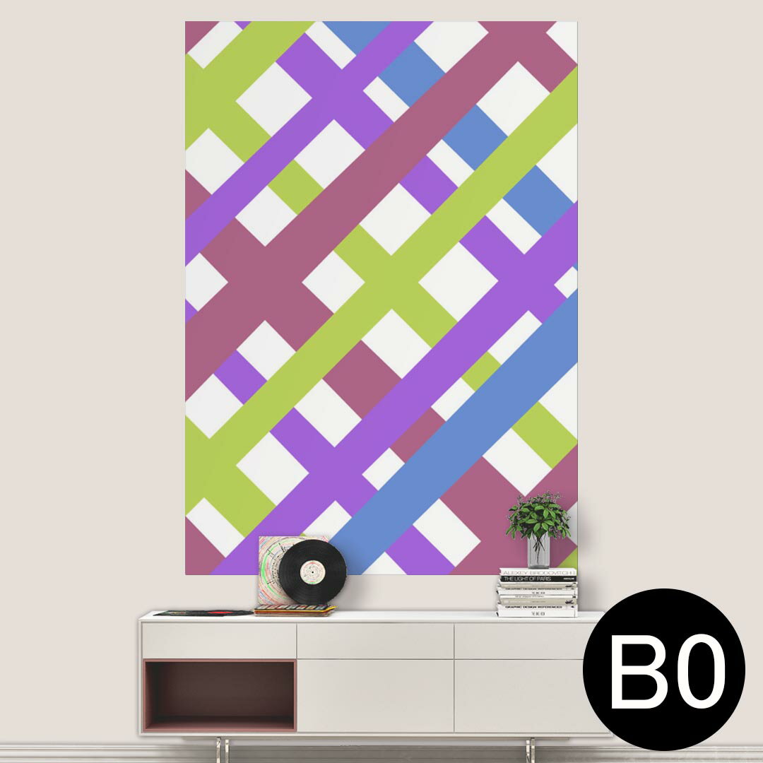 ポステッカー ポスター ウォールステッカー シール式ステッカー 飾り 1030mm×1456mm B0 写真 フォト 壁 インテリア おしゃれ 剥がせる wall sticker poster 000489 チェック　カラフル