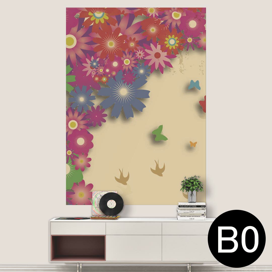 ポステッカー ポスター ウォールステッカー シール式ステッカー 飾り 1030mm×1456mm B0 写真 フォト 壁 インテリア おしゃれ 剥がせる wall sticker poster 000736 花　鳥　蝶