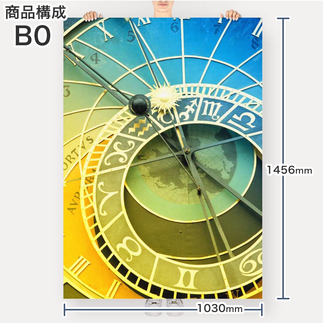 ポステッカー ポスター ウォールステッカー シール式ステッカー 飾り 1030mm×1456mm B0 写真 フォト 壁 インテリア おしゃれ 剥がせる wall sticker poster 005125 時計　英語　ビンテージ