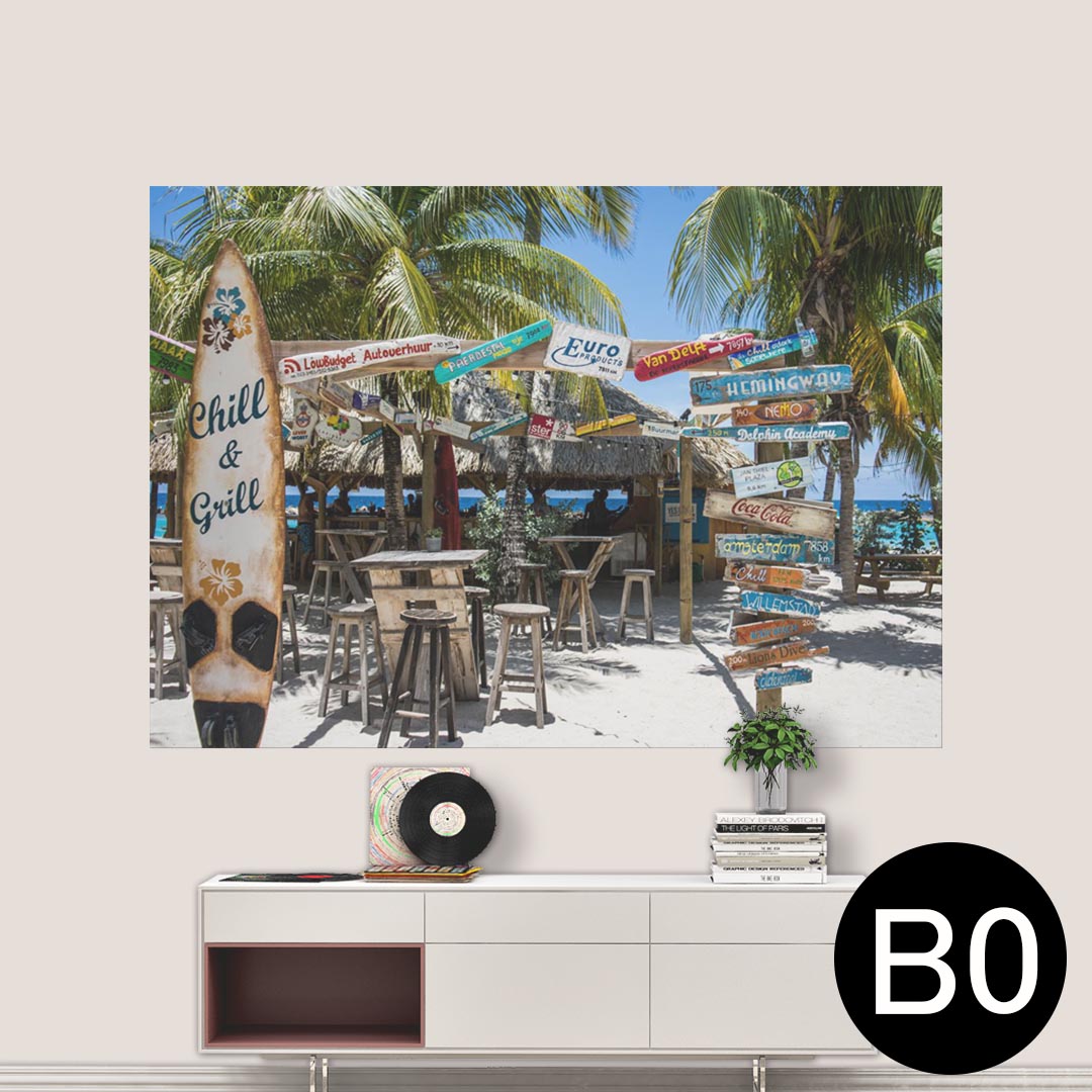 サイズが選べる！ポスター ウォールステッカー シール式ステッカー 飾り A0 A1 A2 A3 A4 A5 B0 B1 B2 B3 B4 B5 写真 フォト 壁 インテリア おしゃれ 剥がせるwall sticker poster 033401 アート 月夜 海 ヤシの木　ハワイ　サーフ　023969