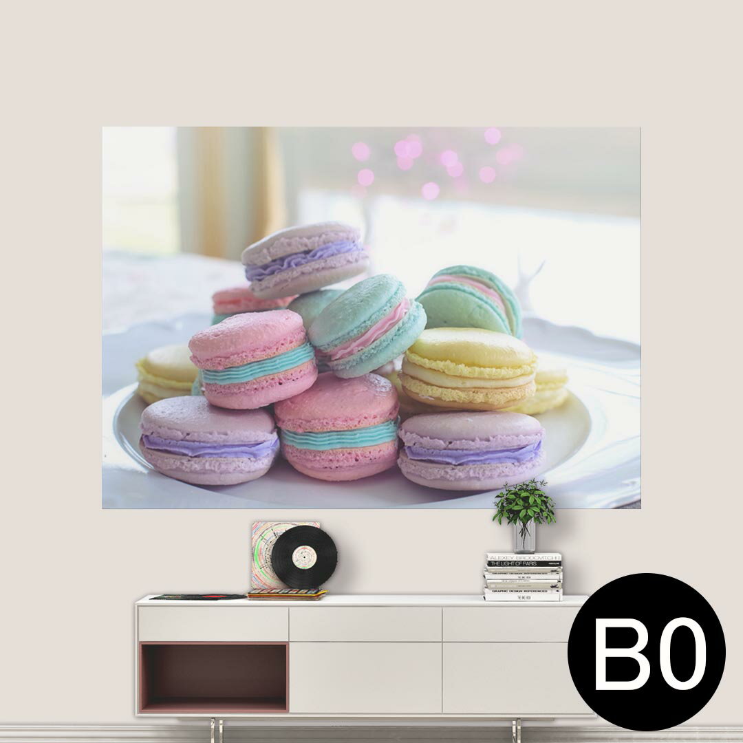 ポステッカー ポスター ウォールステッカー シール式ステッカー 飾り 1030mm×1456mm B0 写真 フォト 壁 インテリア おしゃれ 剥がせる wall sticker poster 025843 スイーツ マカロン カラフル パステルカラー