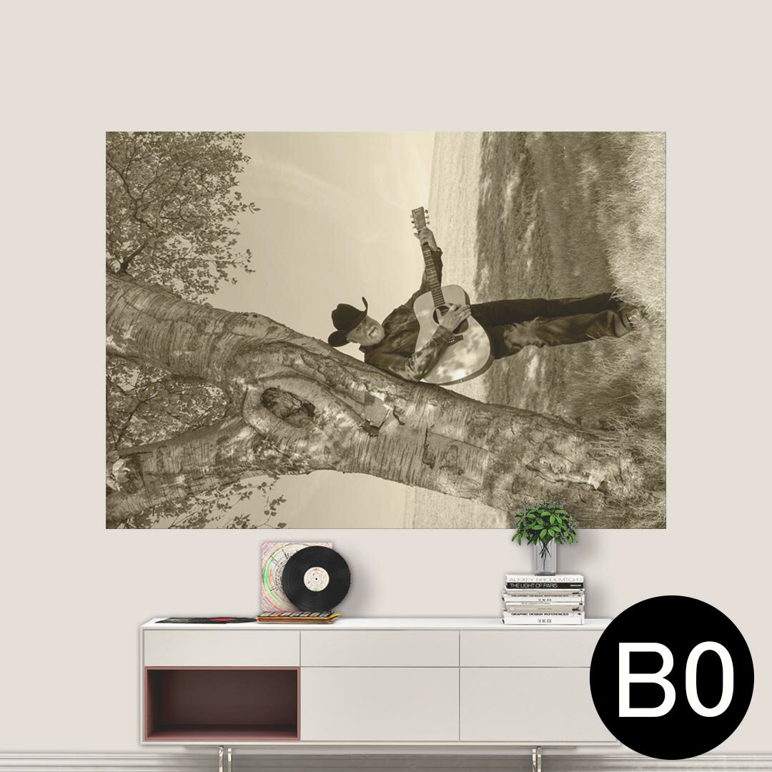 ポステッカー ポスター ウォールステッカー シール式ステッカー 飾り 1030mm×1456mm B0 写真 フォト 壁 インテリア おしゃれ 剥がせる wall sticker poster 026008 木　ギター　楽器　男性　人物
