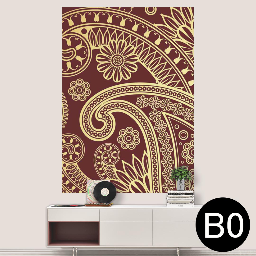 ポステッカー ポスター ウォールステッカー シール式ステッカー 飾り 1030mm×1456mm B0 写真 フォト 壁 インテリア おしゃれ 剥がせる wall sticker poster 004023 ペイズリー　花　ブラウン