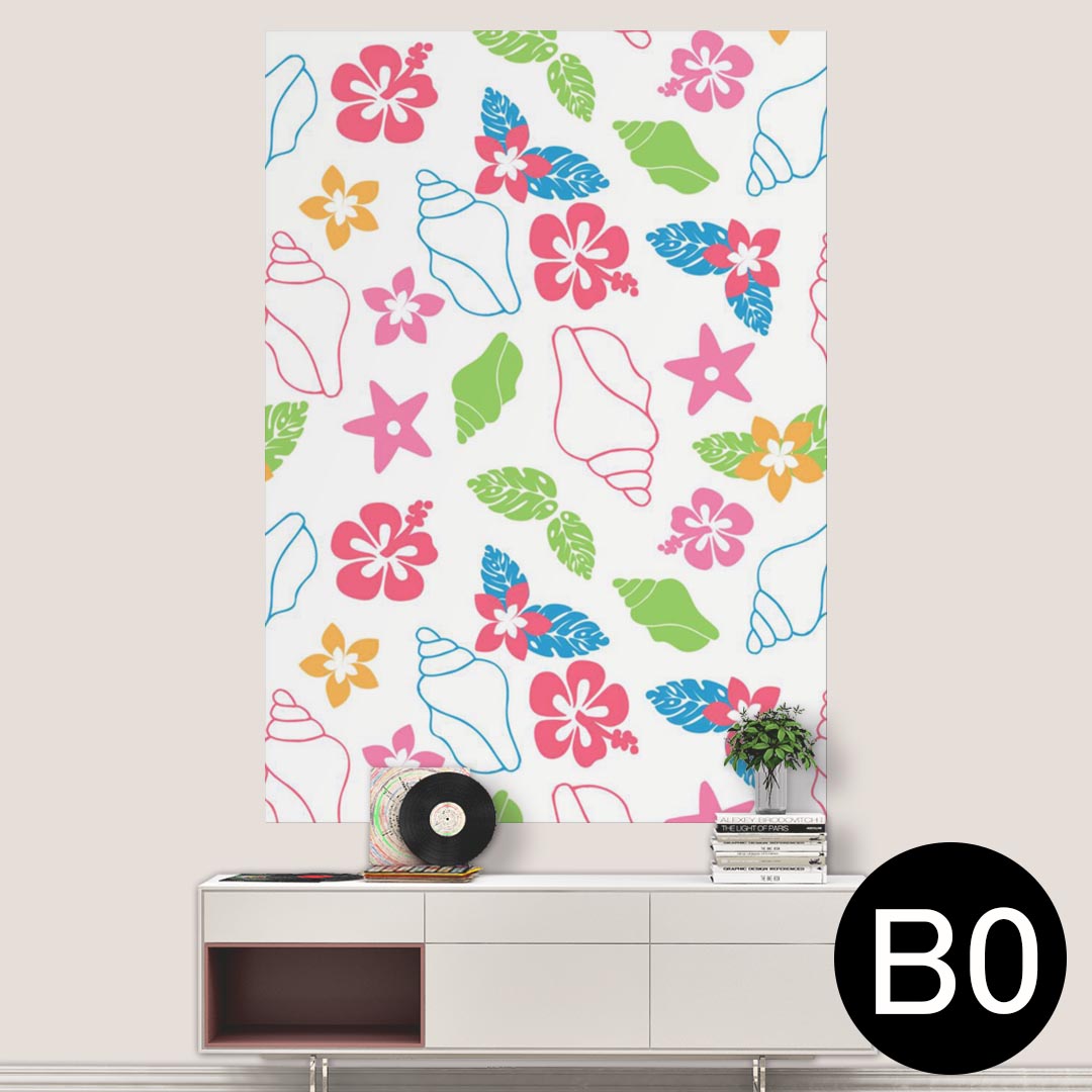 ポステッカー ポスター ウォールステッカー シール式ステッカー 飾り 1030mm×1456mm B0 写真 フォト 壁 インテリア おしゃれ 剥がせる wall sticker poster 004639 ハイビスカス　ハワイ　カラフル