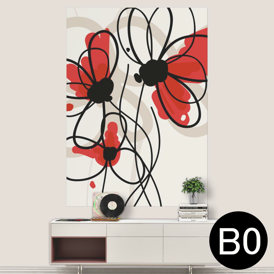 ポステッカー ポスター ウォールステッカー シール式ステッカー 飾り 1030mm×1456mm B0 写真 フォト 壁 インテリア おしゃれ 剥がせる wall sticker poster 005043 花　赤　シンプル