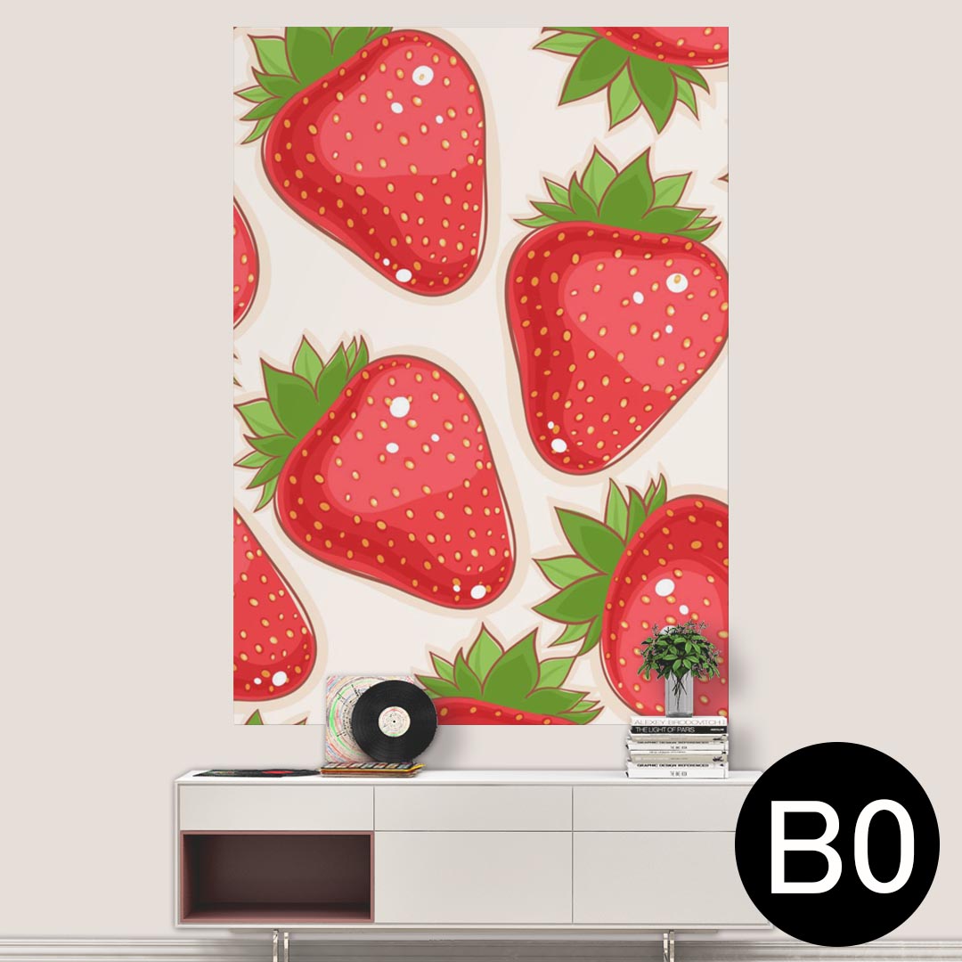 ポステッカー ポスター ウォールステッカー シール式ステッカー 飾り 1030mm×1456mm B0 写真 フォト 壁 インテリア おしゃれ 剥がせる wall sticker poster 006119 イチゴ　苺　イラスト　模様