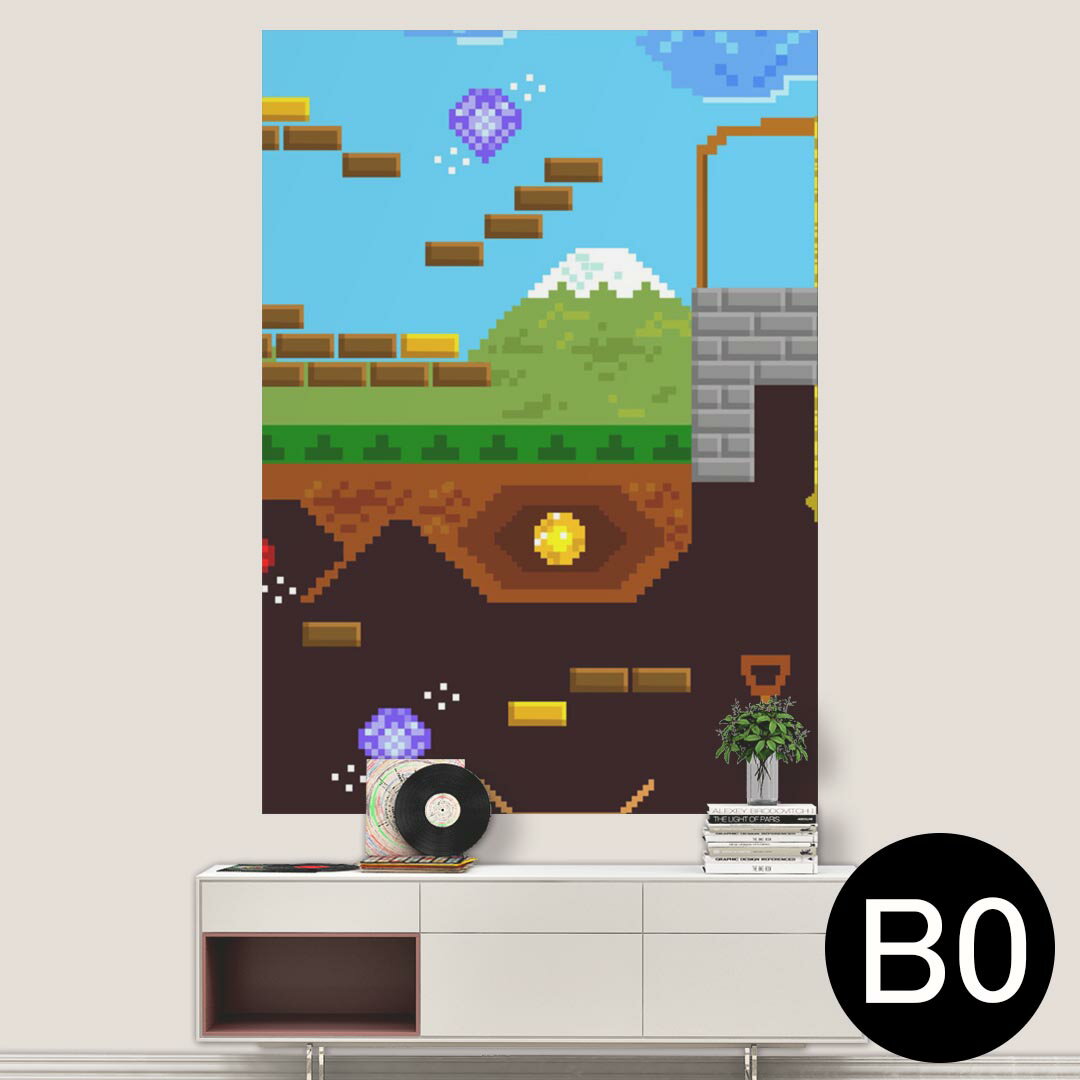 楽天kabeコレポステッカー ポスター ウォールステッカー シール式ステッカー 飾り 1030mm×1456mm B0 写真 フォト 壁 インテリア おしゃれ 剥がせる wall sticker poster 007378 ドット　ゲーム　カラフル