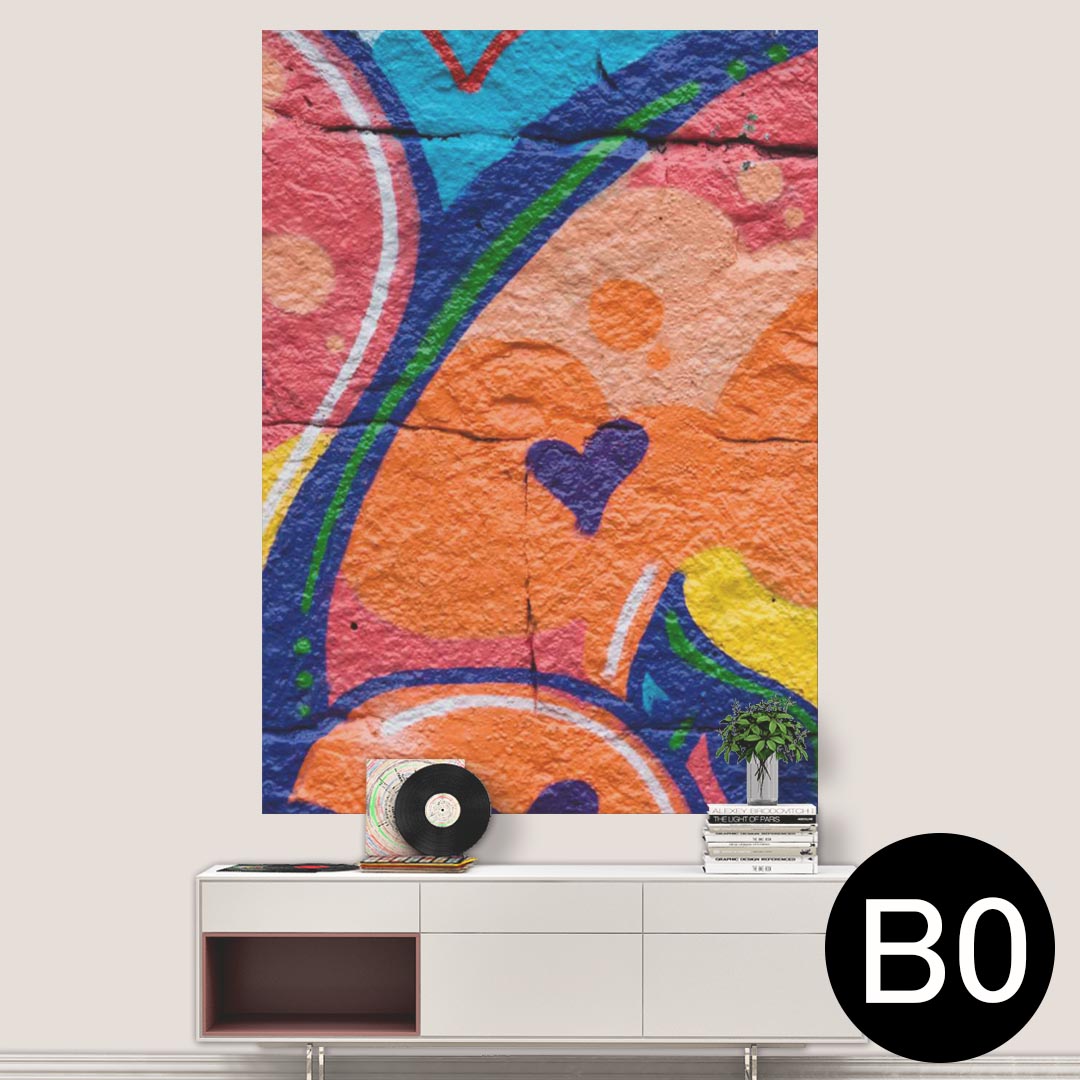 ポステッカー ポスター ウォールステッカー シール式ステッカー 飾り 1030mm×1456mm B0 写真 フォト 壁 インテリア おしゃれ 剥がせる wall sticker poster 007446 ハート　カラフル　壁