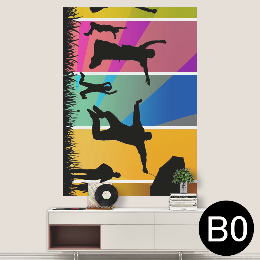 ポステッカー ポスター ウォールステッカー シール式ステッカー 飾り 1030mm×1456mm B0 写真 フォト 壁 インテリア おしゃれ 剥がせる wall sticker poster 007468 カラフル　レインボー　影　人物