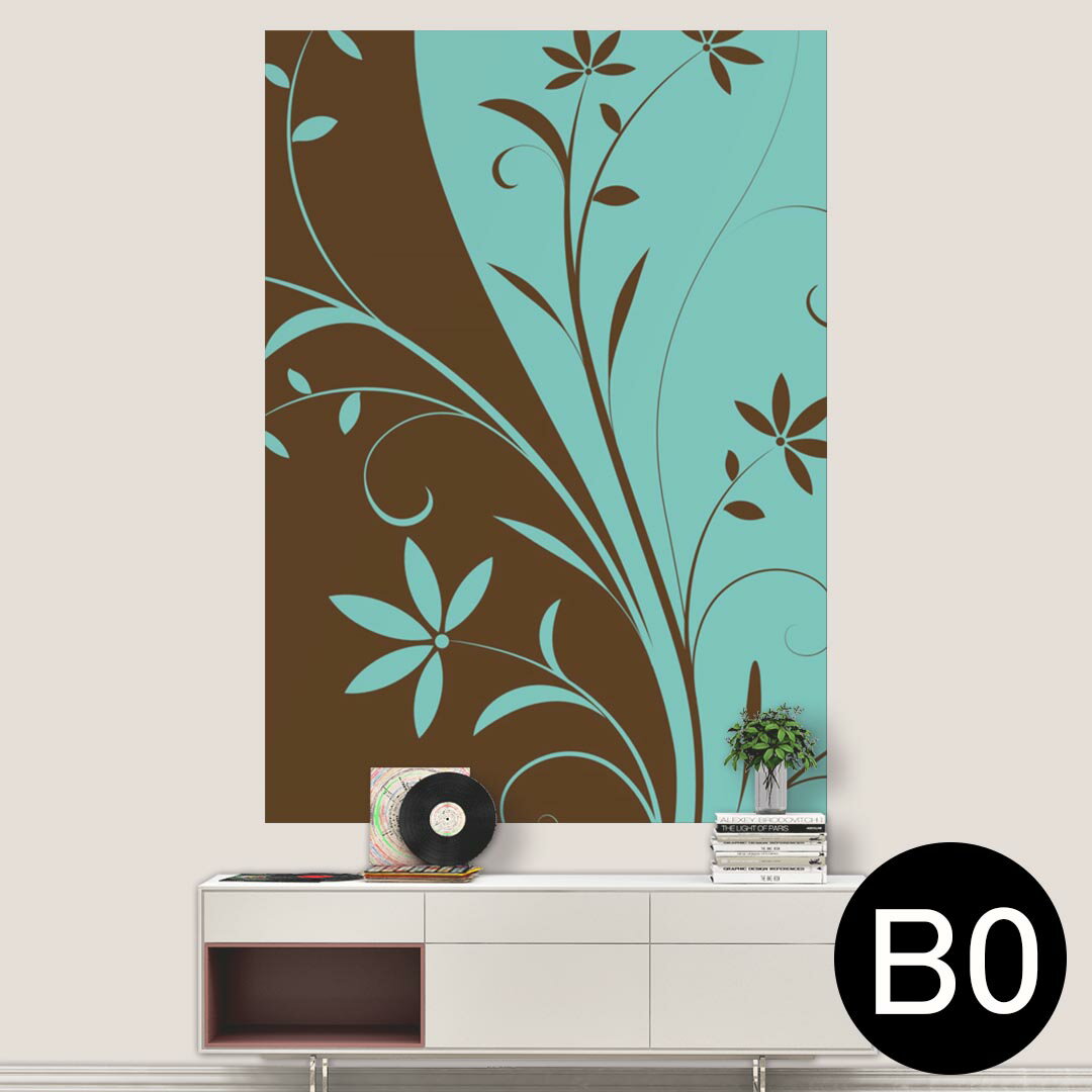 ポステッカー ポスター ウォールステッカー シール式ステッカー 飾り 1030mm×1456mm B0 写真 フォト 壁 インテリア おしゃれ 剥がせる wall sticker poster 007736 花　　水色　ブラウン