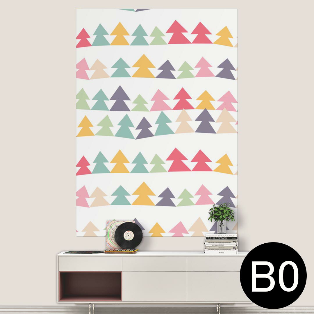 ポステッカー ポスター ウォールステッカー シール式ステッカー 飾り 1030mm×1456mm B0 写真 フォト 壁 インテリア おしゃれ 剥がせる wall sticker poster 008035 カラフル　木　植物　模様