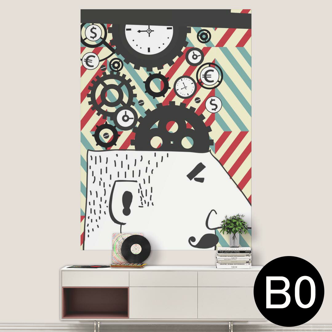 ポステッカー ポスター ウォールステッカー シール式ステッカー 飾り 1030mm×1456mm B0 写真 フォト 壁 インテリア おしゃれ 剥がせる wall sticker poster 008755 イラスト　歯車　人物