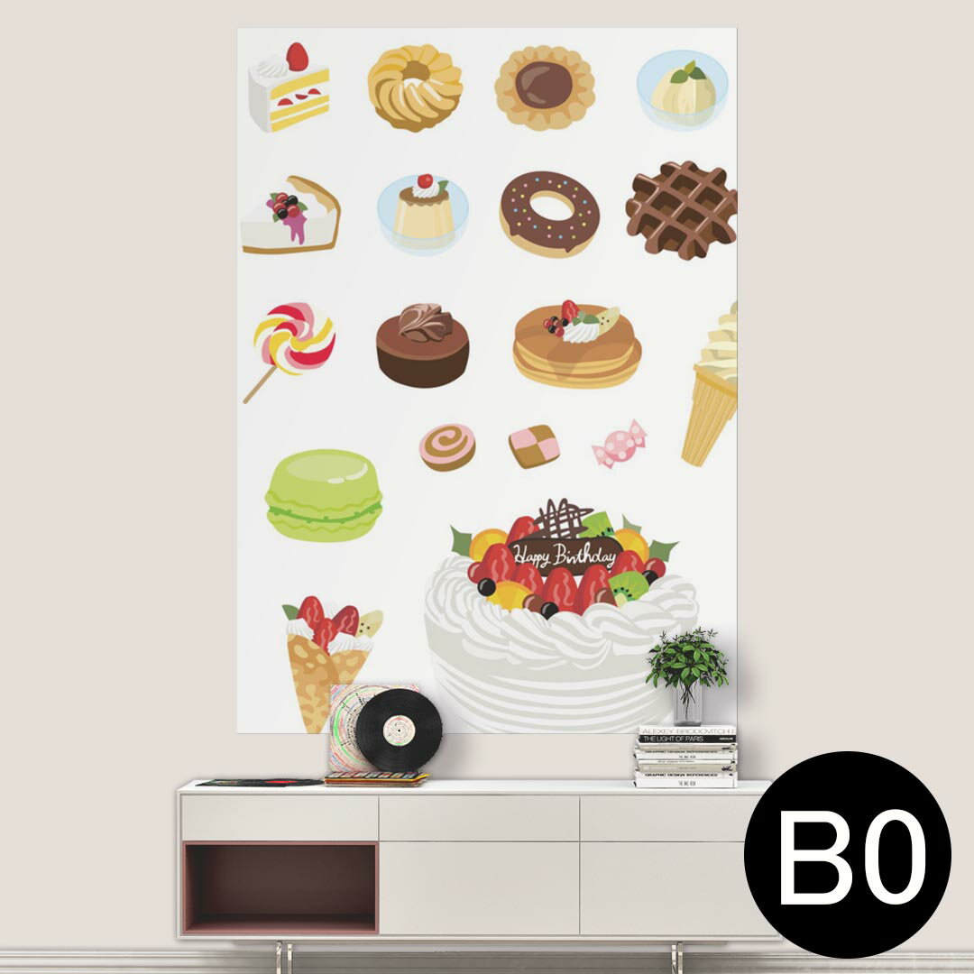 ポステッカー ポスター ウォールステッカー シール式ステッカー 飾り 1030mm×1456mm B0 写真 フォト 壁 インテリア おしゃれ 剥がせる wall sticker poster 009489 デザート カラフル マカロン