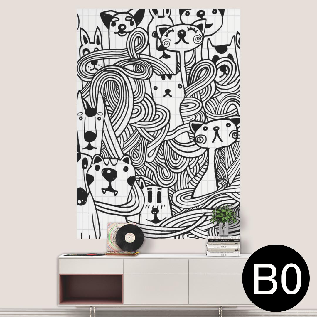 ポステッカー ポスター ウォールステッカー シール式ステッカー 飾り 1030mm×1456mm B0 写真 フォト 壁 インテリア おしゃれ 剥がせる wall sticker poster 010274 動物　犬　猫　イラスト