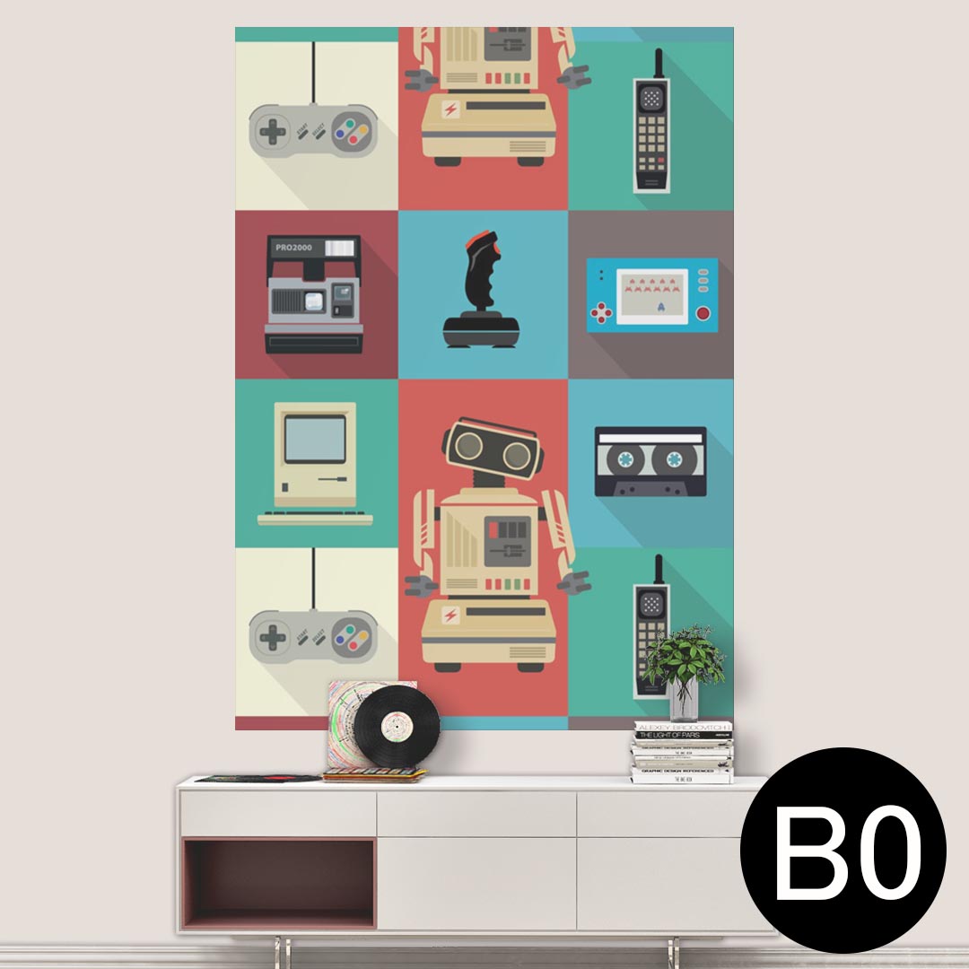 楽天kabeコレポステッカー ポスター ウォールステッカー シール式ステッカー 飾り 1030mm×1456mm B0 写真 フォト 壁 インテリア おしゃれ 剥がせる wall sticker poster 010292 ロボット　ゲーム　カラフル