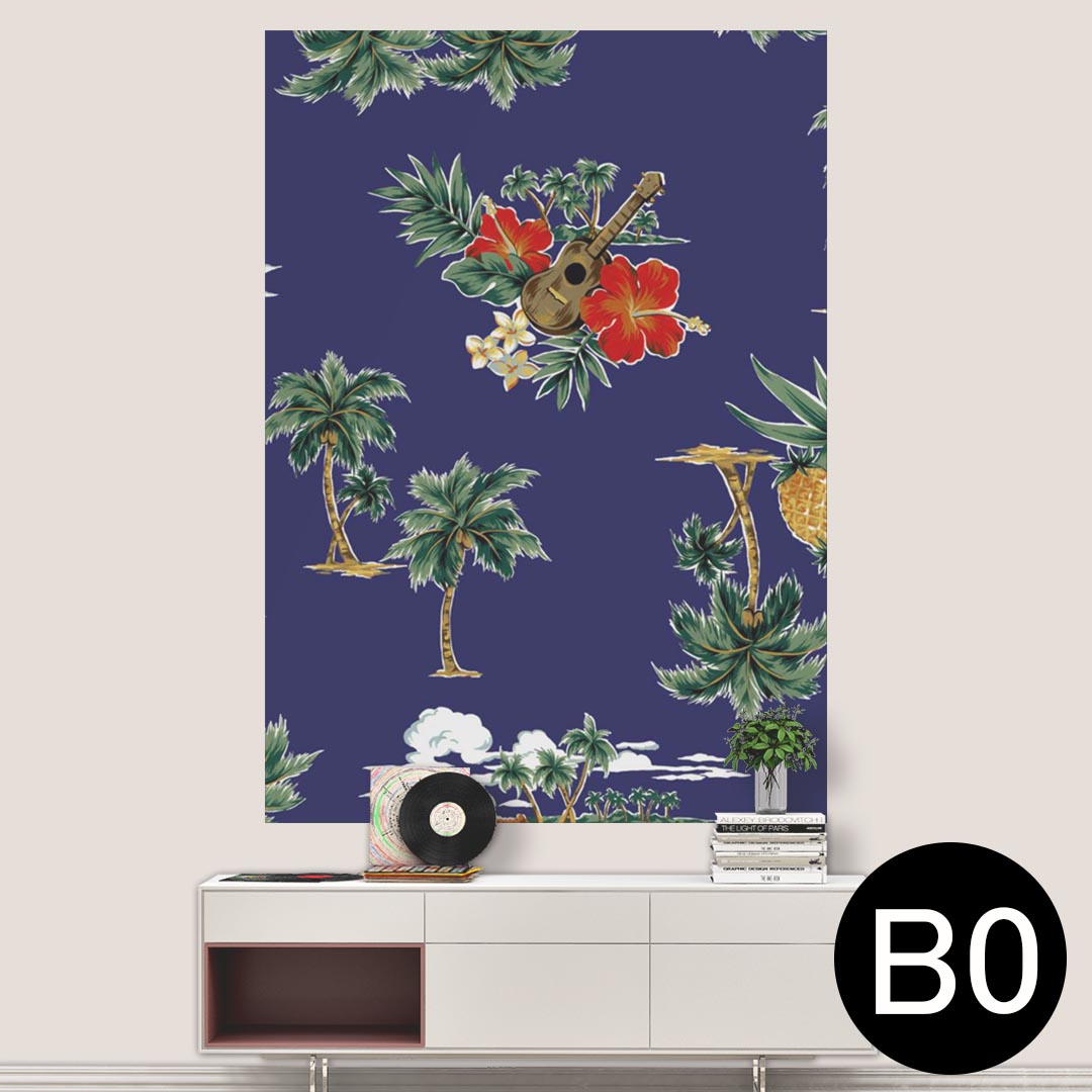 ポステッカー ポスター ウォールステッカー シール式ステッカー 飾り 1030mm×1456mm B0 写真 フォト 壁 インテリア おしゃれ 剥がせる wall sticker poster 011800 ハワイ　ハイビスカス　ヤシの木