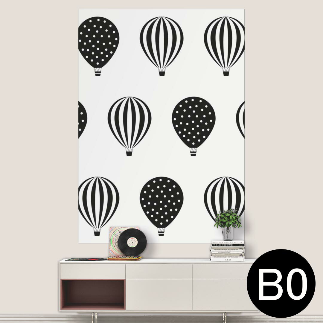 ポステッカー ポスター ウォールステッカー シール式ステッカー 飾り 1030mm×1456mm B0 写真 フォト 壁 インテリア おしゃれ 剥がせる wall sticker poster 011964 気球　モノトーン　イラスト