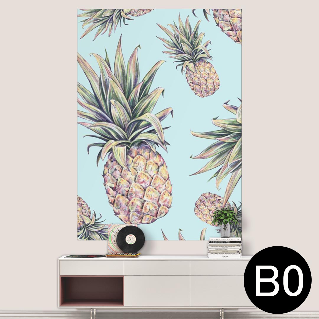 ポステッカー ポスター ウォールステッカー シール式ステッカー 飾り 1030mm×1456mm B0 写真 フォト 壁 インテリア おしゃれ 剥がせる wall sticker poster 012297 パイナップル　水色　夏