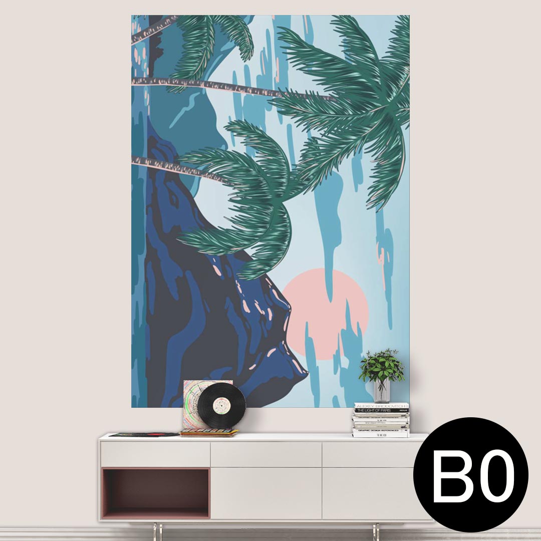 ポステッカー ポスター ウォールステッカー シール式ステッカー 飾り 1030mm×1456mm B0 写真 フォト 壁 インテリア おしゃれ 剥がせる wall sticker poster 012322 ハワイ　ヤシの木　海