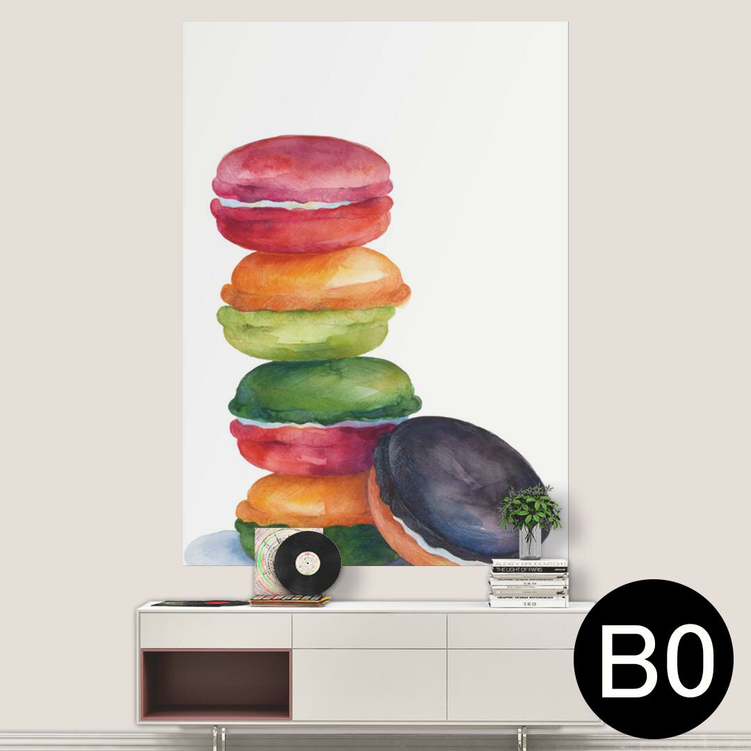 ポステッカー ポスター ウォールステッカー シール式ステッカー 飾り 1030mm×1456mm B0 写真 フォト 壁 インテリア おしゃれ 剥がせる wall sticker poster 013474 マカロン お菓子 英語