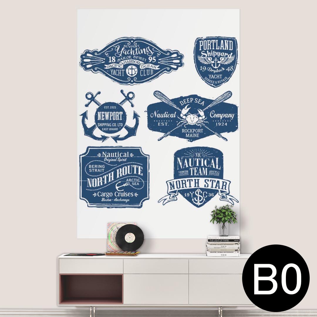 ポステッカー ポスター ウォールステッカー シール式ステッカー 飾り 1030mm×1456mm B0 写真 フォト 壁 インテリア おしゃれ 剥がせる wall sticker poster 013884 海　碇マーク　ロゴ