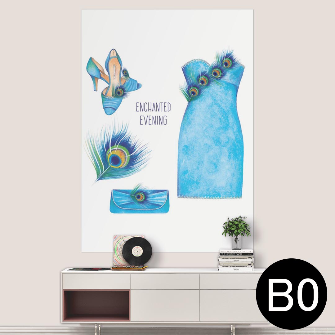 ポステッカー ポスター ウォールステッカー シール式ステッカー 飾り 1030mm×1456mm B0 写真 フォト 壁 インテリア おしゃれ 剥がせる wall sticker poster 014426 ドレス　ファッション　青