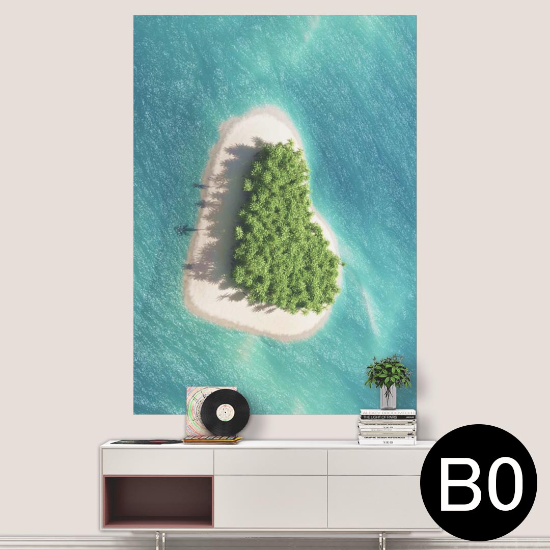 ポステッカー ポスター ウォールステッカー シール式ステッカー 飾り 1030mm×1456mm B0 写真 フォト 壁 インテリア おしゃれ 剥がせる wall sticker poster 014659 写真　ハート　海