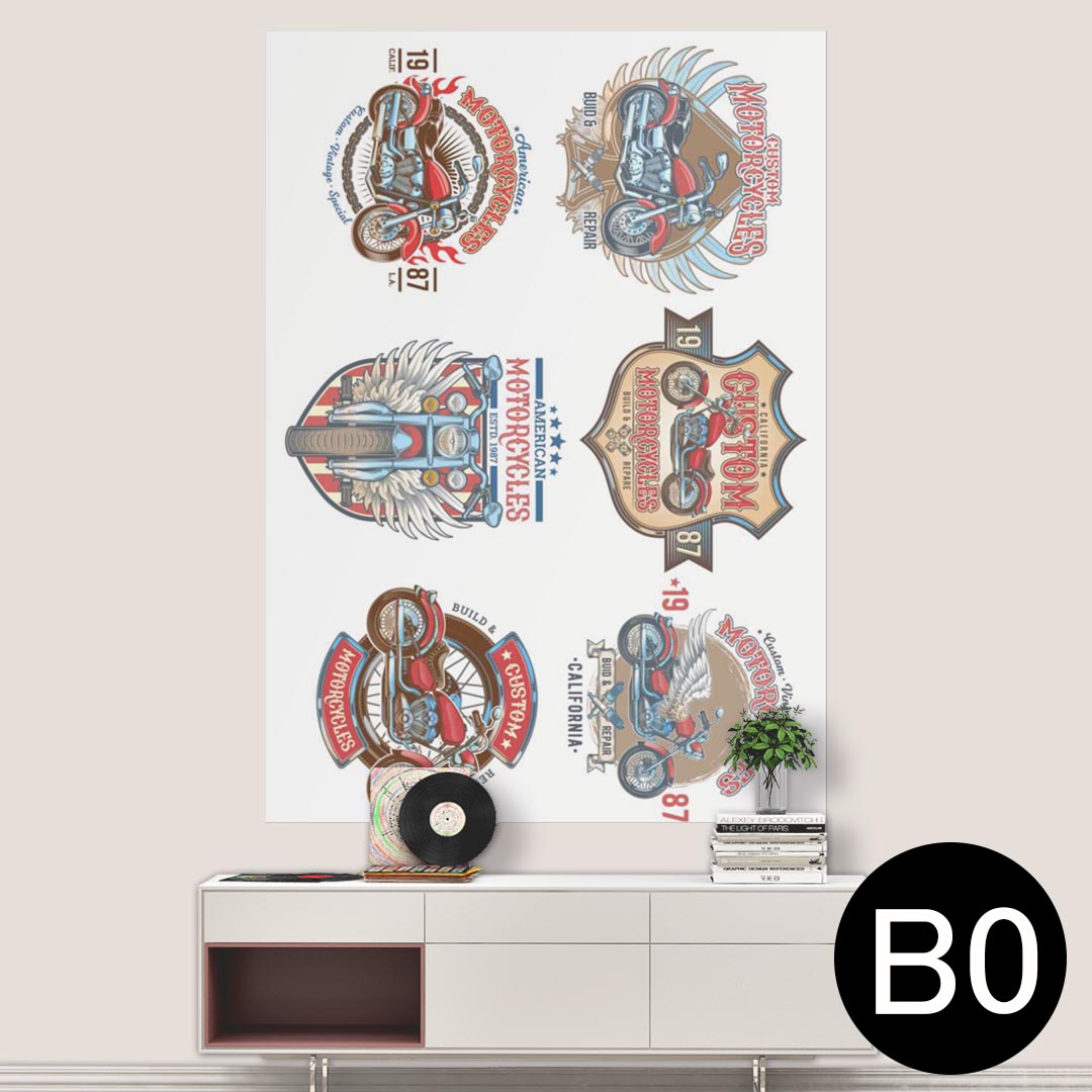 ポステッカー ポスター ウォールステッカー シール式ステッカー 飾り 1030mm×1456mm B0 写真 フォト 壁 インテリア おしゃれ 剥がせる wall sticker poster 014879 バイク　イラスト　クール