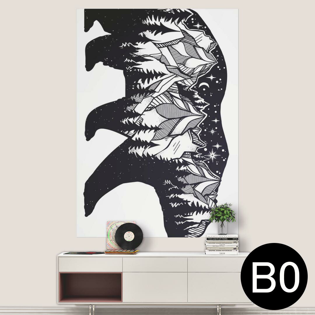 ポステッカー ポスター ウォールステッカー シール式ステッカー 飾り 1030mm×1456mm B0 写真 フォト 壁 インテリア おしゃれ 剥がせる wall sticker poster 014950 熊　模様　森