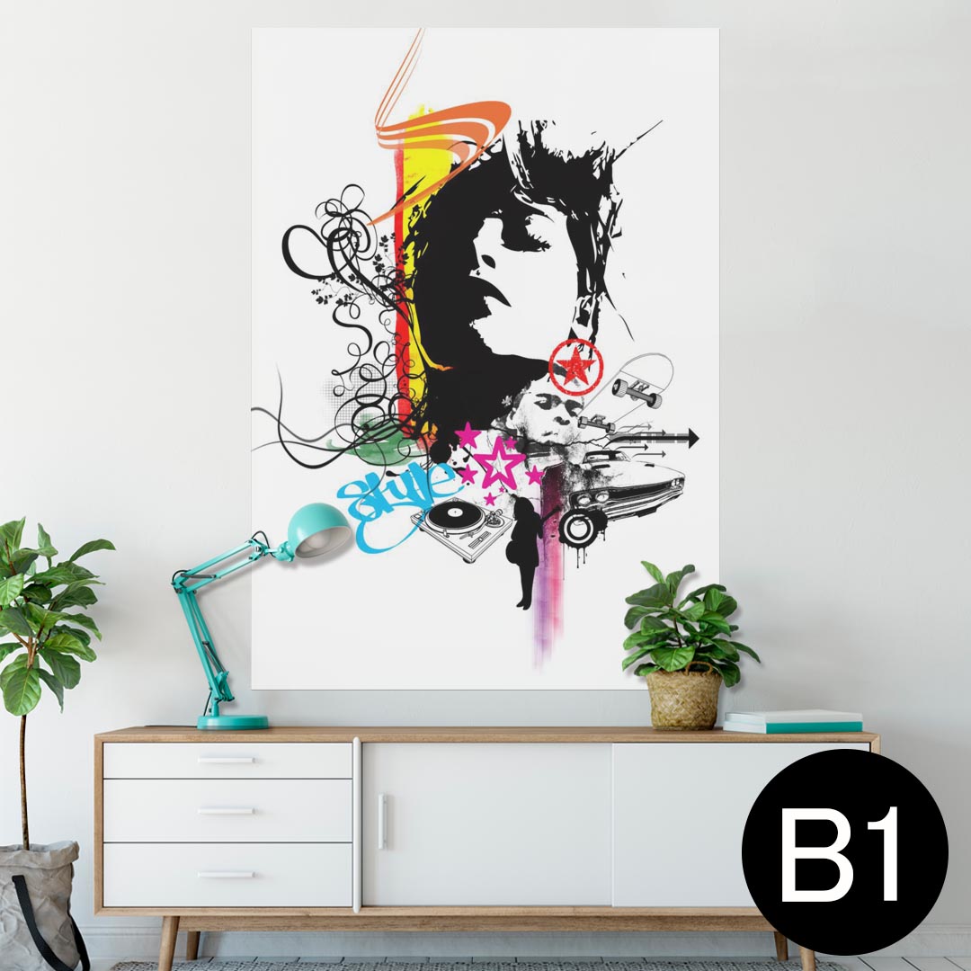 ポスター ウォールステッカー シール式ステッカー 飾り 728×1030mm B1 写真 フォト 壁 インテリア おしゃれ 　剥がせる wall sticker poster 000116 HIPHOP　イラスト