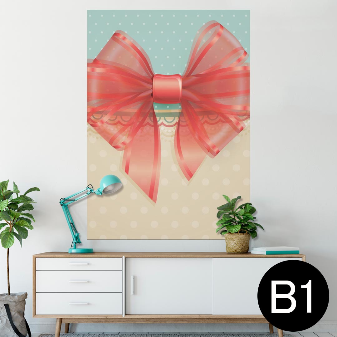 ポスター ウォールステッカー シール式ステッカー 飾り 728×1030mm B1 写真 フォト 壁 インテリア おしゃれ 　剥がせる wall sticker poster 000901 リボン　ドット