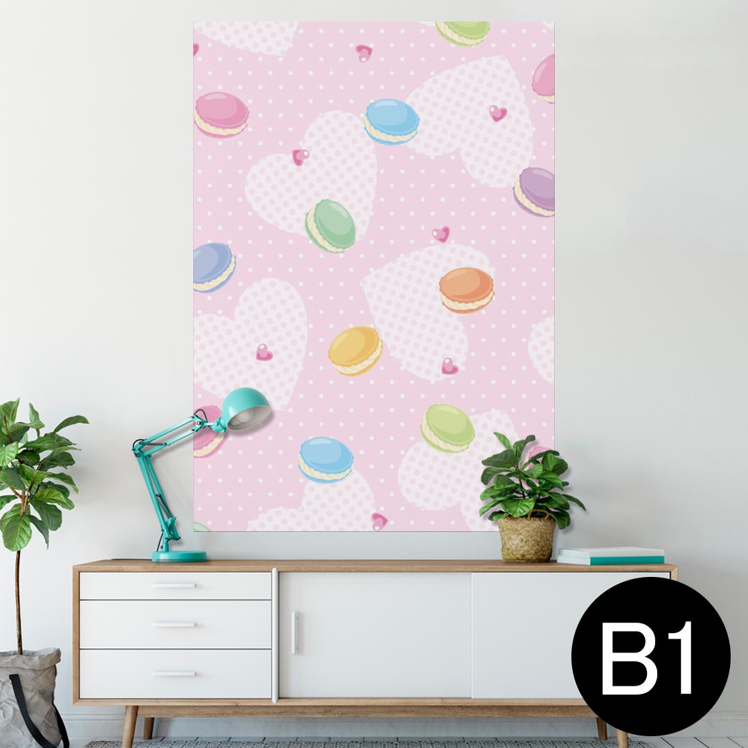 ポスター ウォールステッカー シール式ステッカー 飾り 728×1030mm B1 写真 フォト 壁 インテリア おしゃれ 剥がせる wall sticker poster 002609 マカロン ハート カラフル