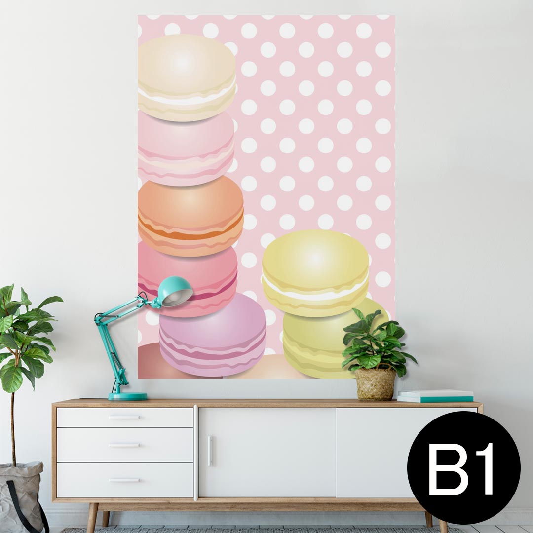 ポスター ウォールステッカー シール式ステッカー 飾り 728×1030mm B1 写真 フォト 壁 インテリア おしゃれ 剥がせる wall sticker poster 002678 マカロン 水玉 カラフル