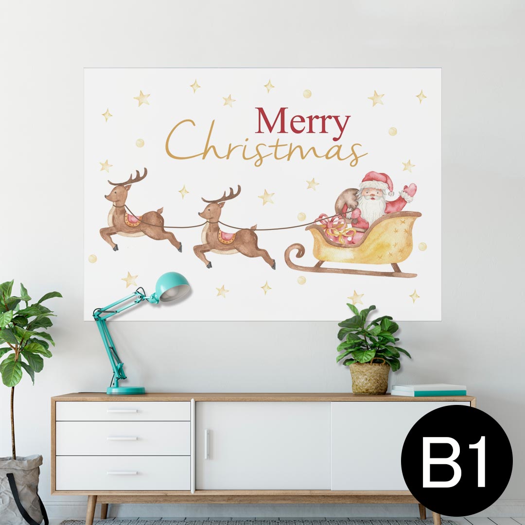 ポスター ウォールステッカー シール式ステッカー 飾り 728×1030mm B1 写真 フォト 壁 インテリア おしゃれ 　剥がせる wall sticker poster 020519 クリスマス サンタ トナカイ 星