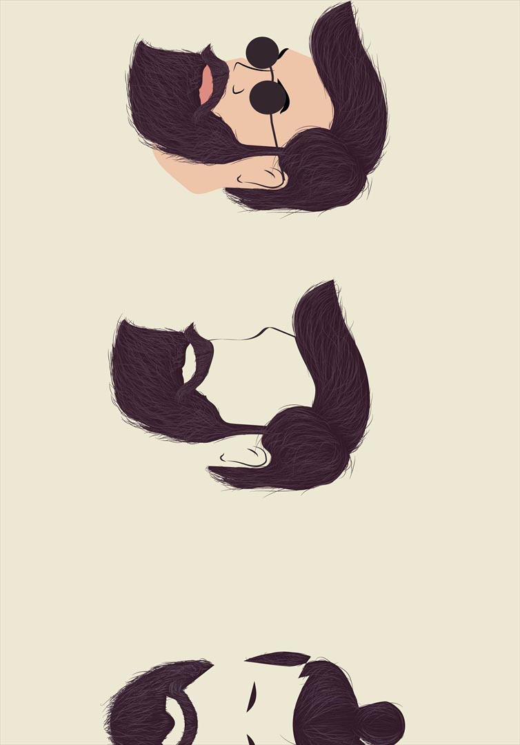 ポスター ウォールステッカー シール式ステッカー 飾り 728×1030mm B1 写真 フォト 壁 インテリア おしゃれ 　剥がせる wall sticker poster 023619 ひげ　メガネ　イラスト