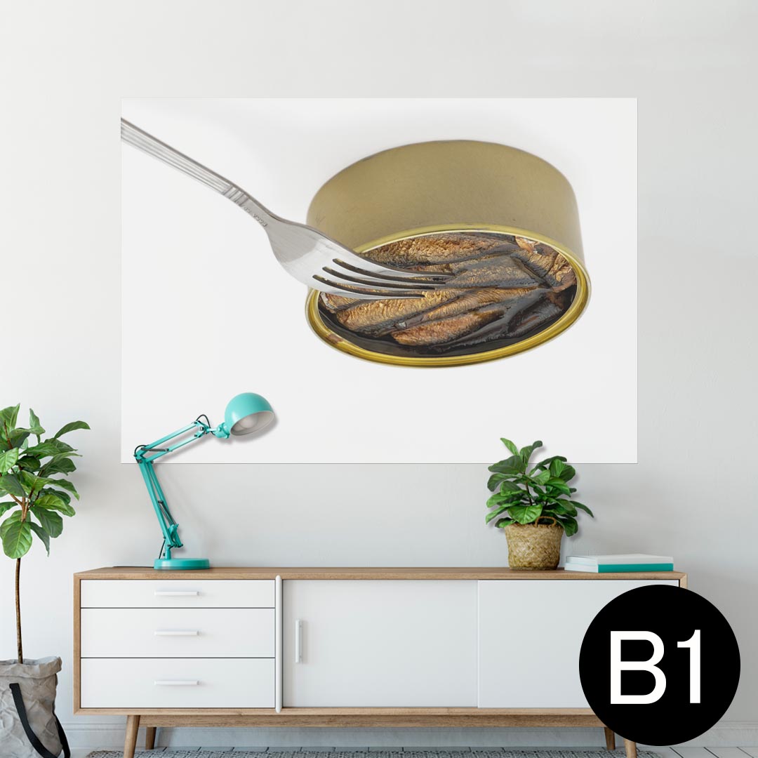 ポスター ウォールステッカー シール式ステッカー 飾り 728×1030mm B1 写真 フォト 壁 インテリア おしゃれ 　剥がせる wall sticker poster 025749 缶詰　食べ物　フォーク