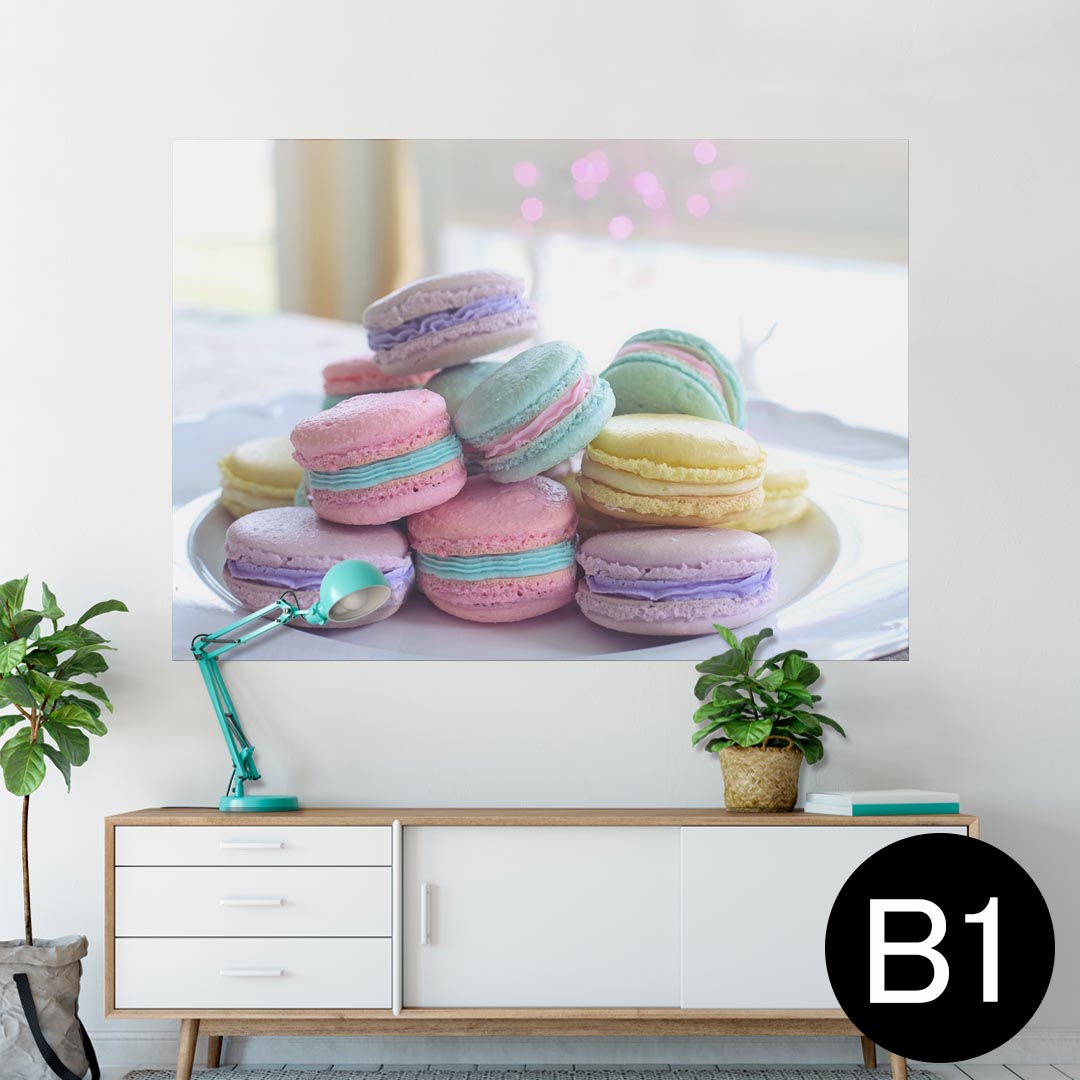 ポスター ウォールステッカー シール式ステッカー 飾り 728×1030mm B1 写真 フォト 壁 インテリア おしゃれ 剥がせる wall sticker poster 025843 スイーツ マカロン カラフル パステルカラー