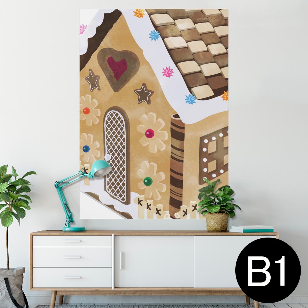 楽天kabeコレポスター ウォールステッカー シール式ステッカー 飾り 728×1030mm B1 写真 フォト 壁 インテリア おしゃれ 　剥がせる wall sticker poster 005314 お菓子　家　イラスト