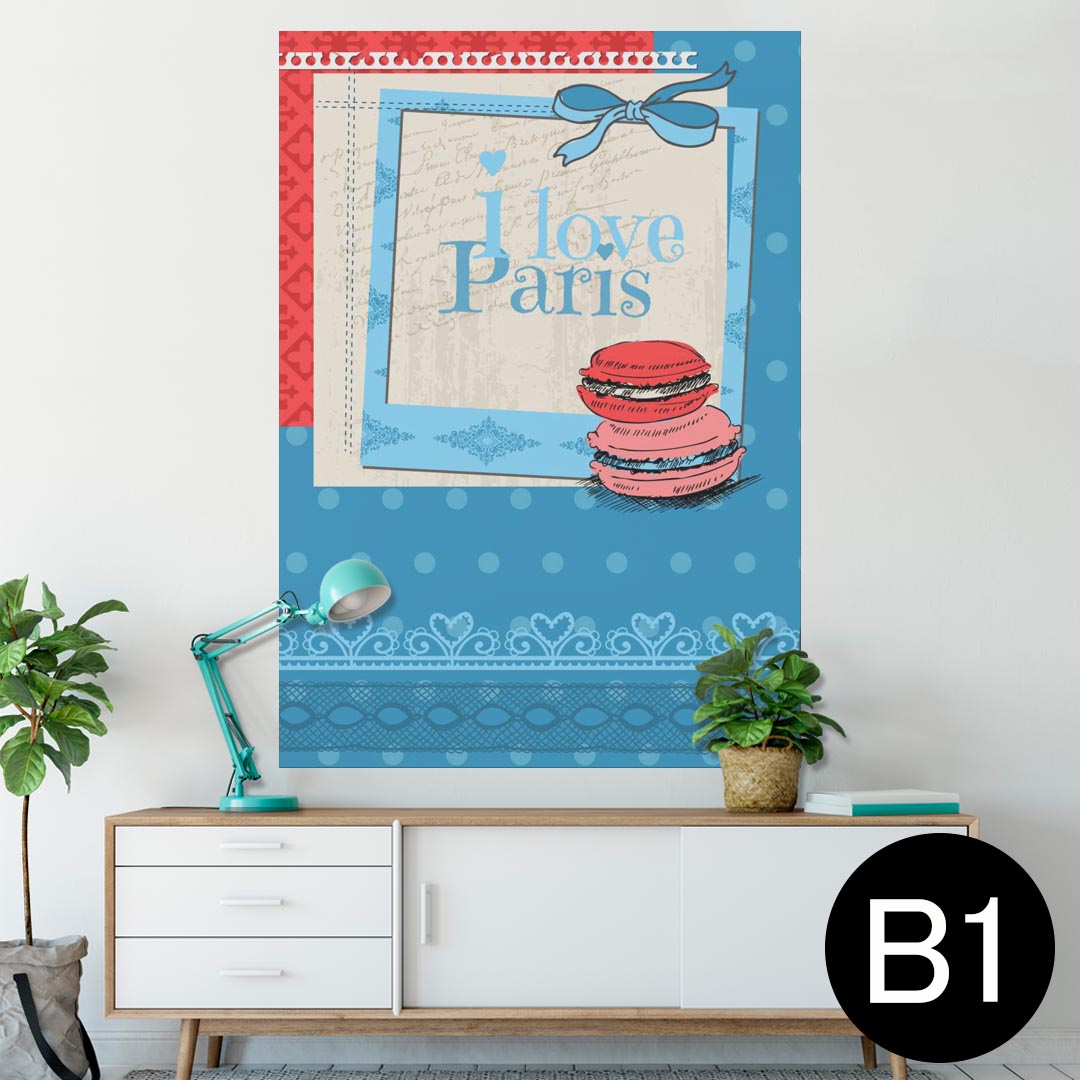 ポスター ウォールステッカー シール式ステッカー 飾り 728×1030mm B1 写真 フォト 壁 インテリア おしゃれ 剥がせる wall sticker poster 006160 マカロン 青 ブルー