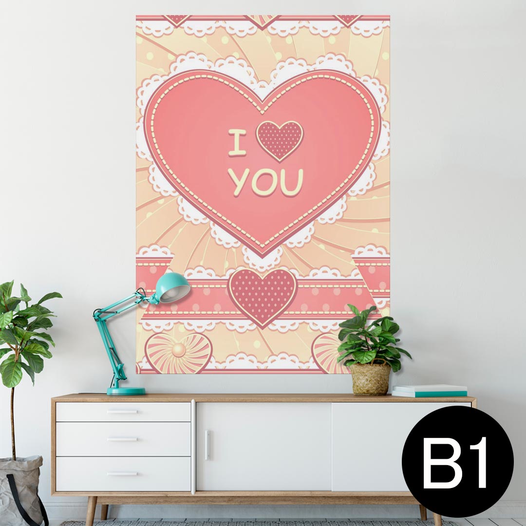 ポスター ウォールステッカー シール式ステッカー 飾り 728×1030mm B1 写真 フォト 壁 インテリア おしゃれ 　剥がせる wall sticker poster 006508 ハート　ピンク