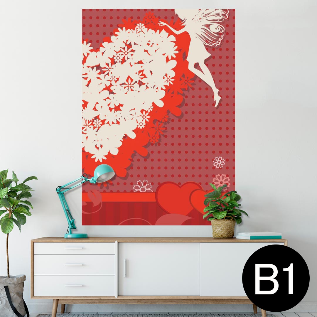 ポスター ウォールステッカー シール式ステッカー 飾り 728×1030mm B1 写真 フォト 壁 インテリア おしゃれ 　剥がせる wall sticker poster 006707 ハート　蝶　人物