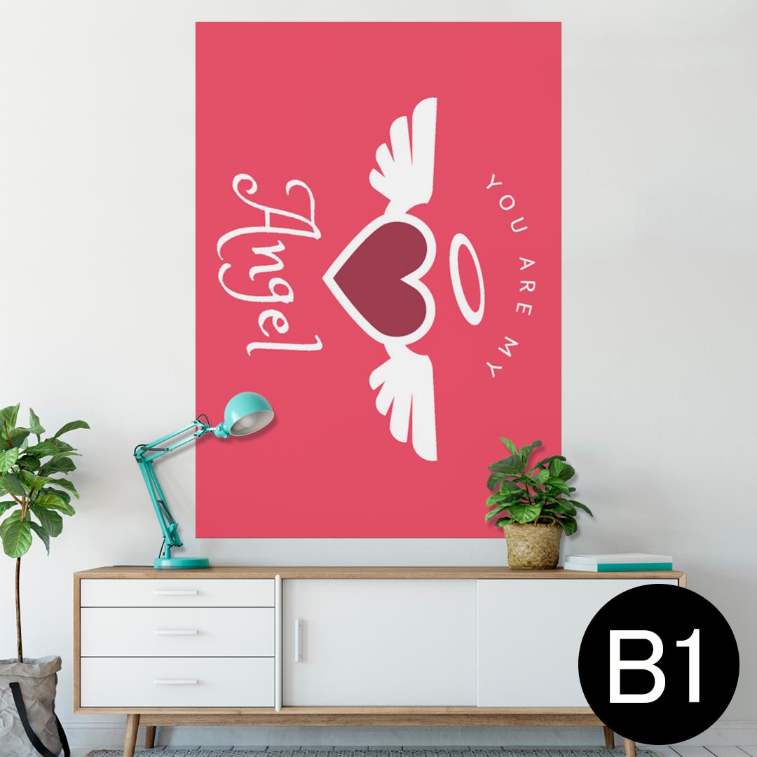 ポスター ウォールステッカー シール式ステッカー 飾り 728×1030mm B1 写真 フォト 壁 インテリア おしゃれ 　剥がせる wall sticker poster 007028 ハート　英語　文字