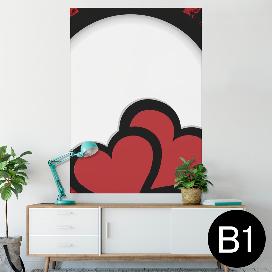 ポスター ウォールステッカー シール式ステッカー 飾り 728×1030mm B1 写真 フォト 壁 インテリア おしゃれ 　剥がせる wall sticker poster 007839 赤　レッド　ハート　黒　ブラック