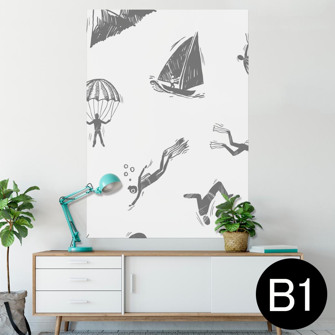 ポスター ウォールステッカー シール式ステッカー 飾り 728×1030mm B1 写真 フォト 壁 インテリア おしゃれ 　剥がせる wall sticker poster 008408 スポーツ　イラスト　人物