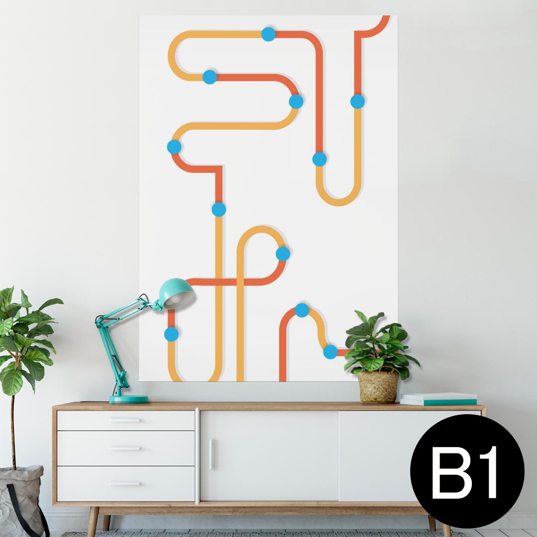 ポスター ウォールステッカー シール式ステッカー 飾り 728×1030mm B1 写真 フォト 壁 インテリア おしゃれ 　剥がせる wall sticker poster 008711 迷路　赤　オレンジ　レッド(3)